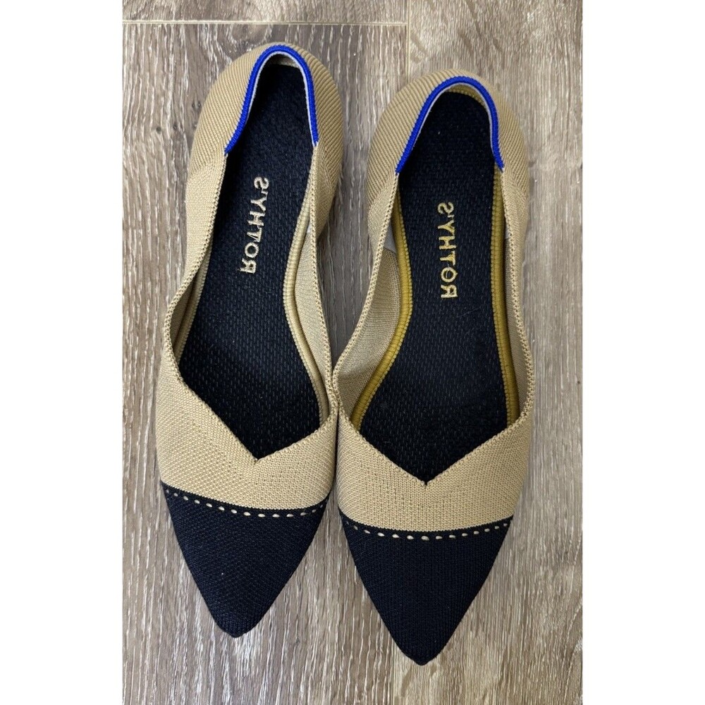 Rothy's The Point II In Camel Captoe Ballet Flat Shoes In Love Insole Size W 9.5